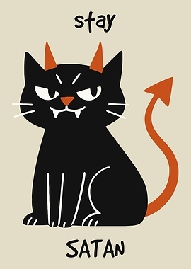 Stay Satan Devil Cat Illustration