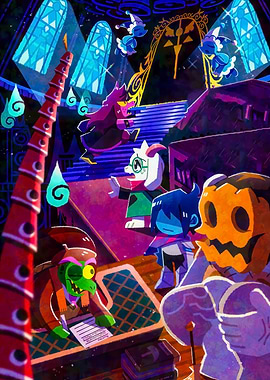 Deltarune characters in a colorful scene