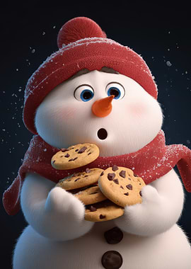 Surprised Snowman with Cookies