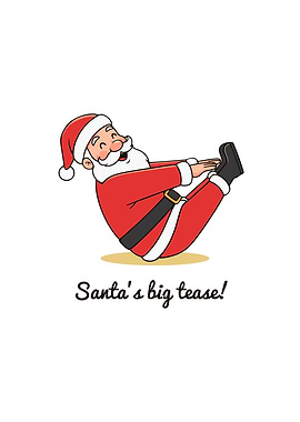 Santa Claus doing pilates teaser pose