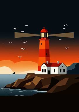 Lighthouse at Sunset
