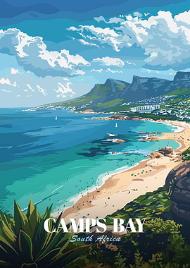 Camps Bay, South Africa Travel Poster