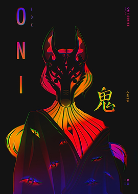 Oni FOX - Neon Japanese Mask