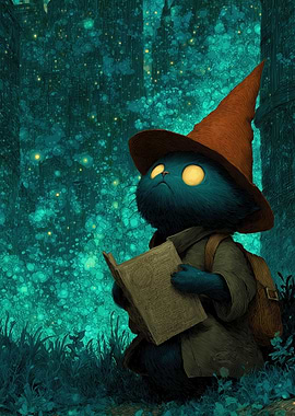 Fantasy tarot card - The Magician Cat