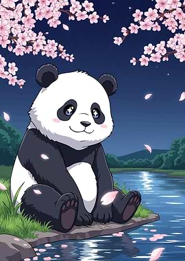 Cute Panda Cherry Blossoms
