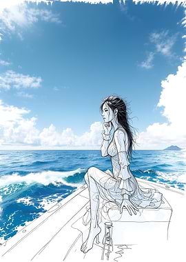 Woman on Boat Sketch