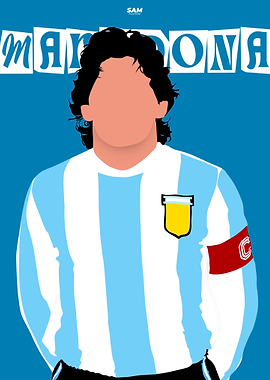 Diego Maradona Argentine Minimalist Portrait