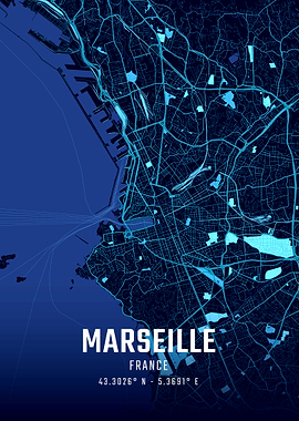 Marseille Midnight City Map