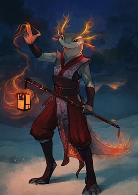 Axolotl Mage with Lantern