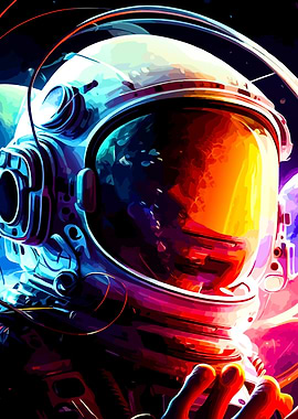 Colorful Astronaut in Space Art