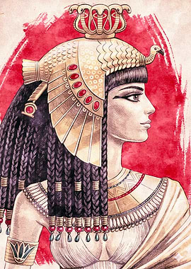 Egyptian Queen Watercolor Portrait