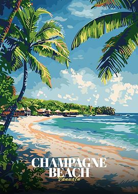 Champagne Beach Vanuatu Travel Poster