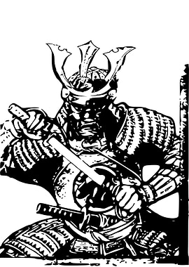 Black and White Samurai Illustration