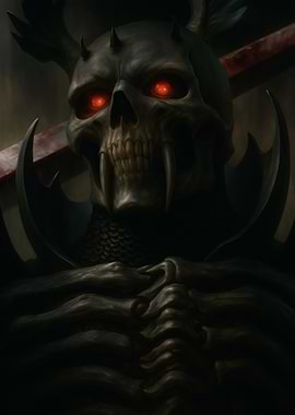 Dark Skull Warrior with Red Eyes