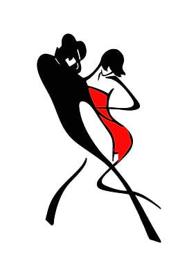 Tango Dancers in Red and Black