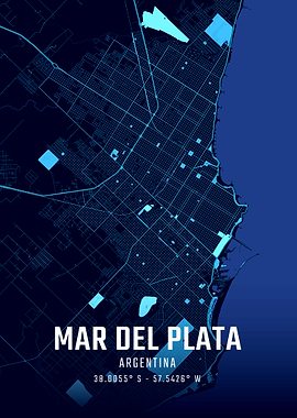 Mar del Plata Midnight City Map