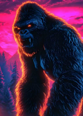 Furious Gorilla with Glowing Eyes