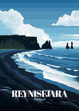 Reynisfjara Iceland Travel Poster