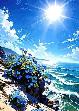 Coastal Flowers and Ocean View