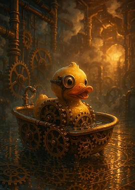 Steampunk Duck in Gear Bathtub