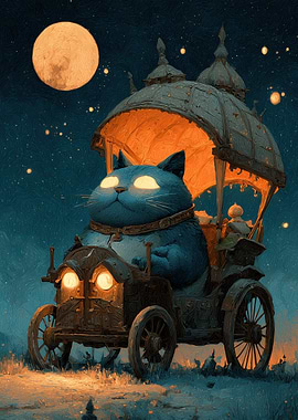 Fantasy tarot card - The Chariot Cat