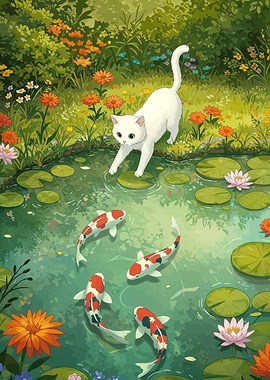 Cat and Koi Pond