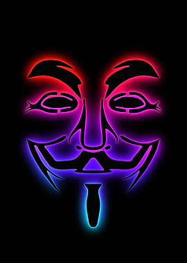 Anonymous Mask Neon Glow