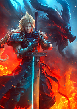 Cloud Strife with Dragon