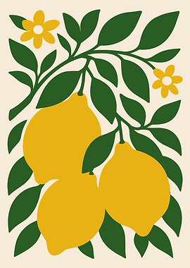 Lemons and Flowers Illustration