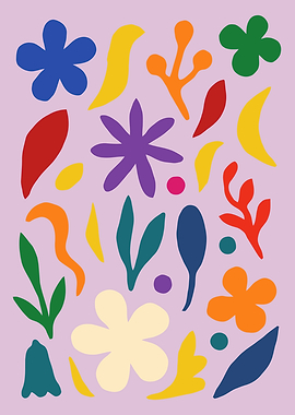 Colorful Floral Abstract on Lilac Background