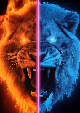 Fire and Ice Lion Portrait
