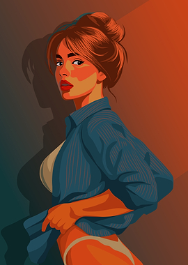 Woman in Shirt Digital Art