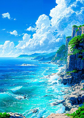 Coastal Cliffside with Azure Waters