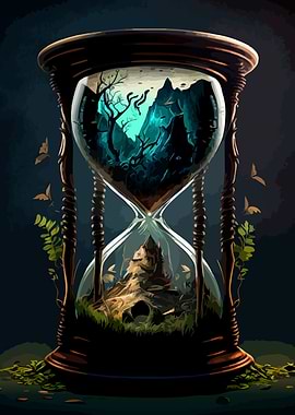 Hourglass with landscapes inside