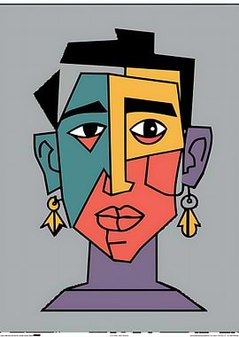 Abstract Portrait with Geometric Shapes