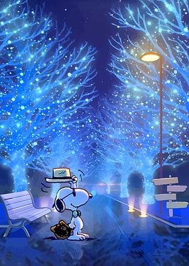Snoopy in a Blue Winter Wonderland