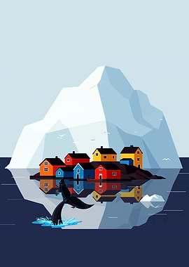 Arctic Village with Whale Tail