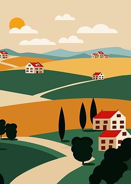 Tuscan Landscape Illustration