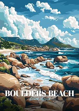 Boulders Beach South Africa Travel Poster