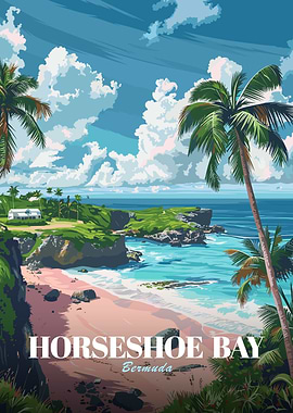 Horseshoe Bay Bermuda Travel Poster