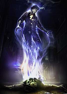 Ghostly Figure Rising from Body