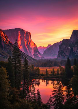 Yosemite Valley Sunset Landscape
