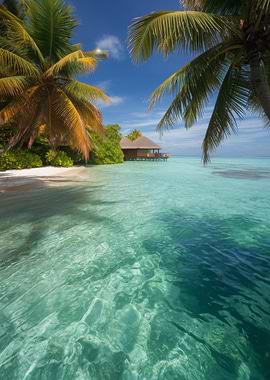 Tropical Beach Paradise with Overwater Bungalow