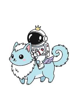 Astronaut riding a winged cat