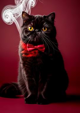 Elegant Cat with Bow Tie