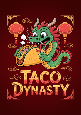 Taco Dynasty Dragon Cartoon Illustration