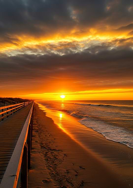 Beach Boardwalk at Sunset