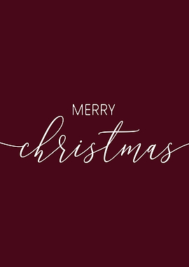 Merry Christmas Calligraphy on Burgundy Background