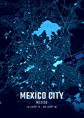 Mexico City Midnight Map