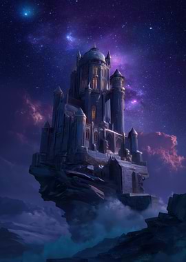 Fantasy Castle in the Night Sky